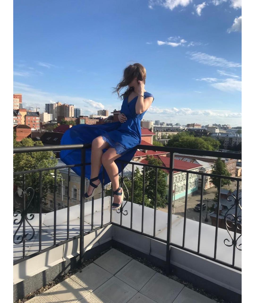 LIU JO Синее ацетатное коктейльное платье, фото 6
