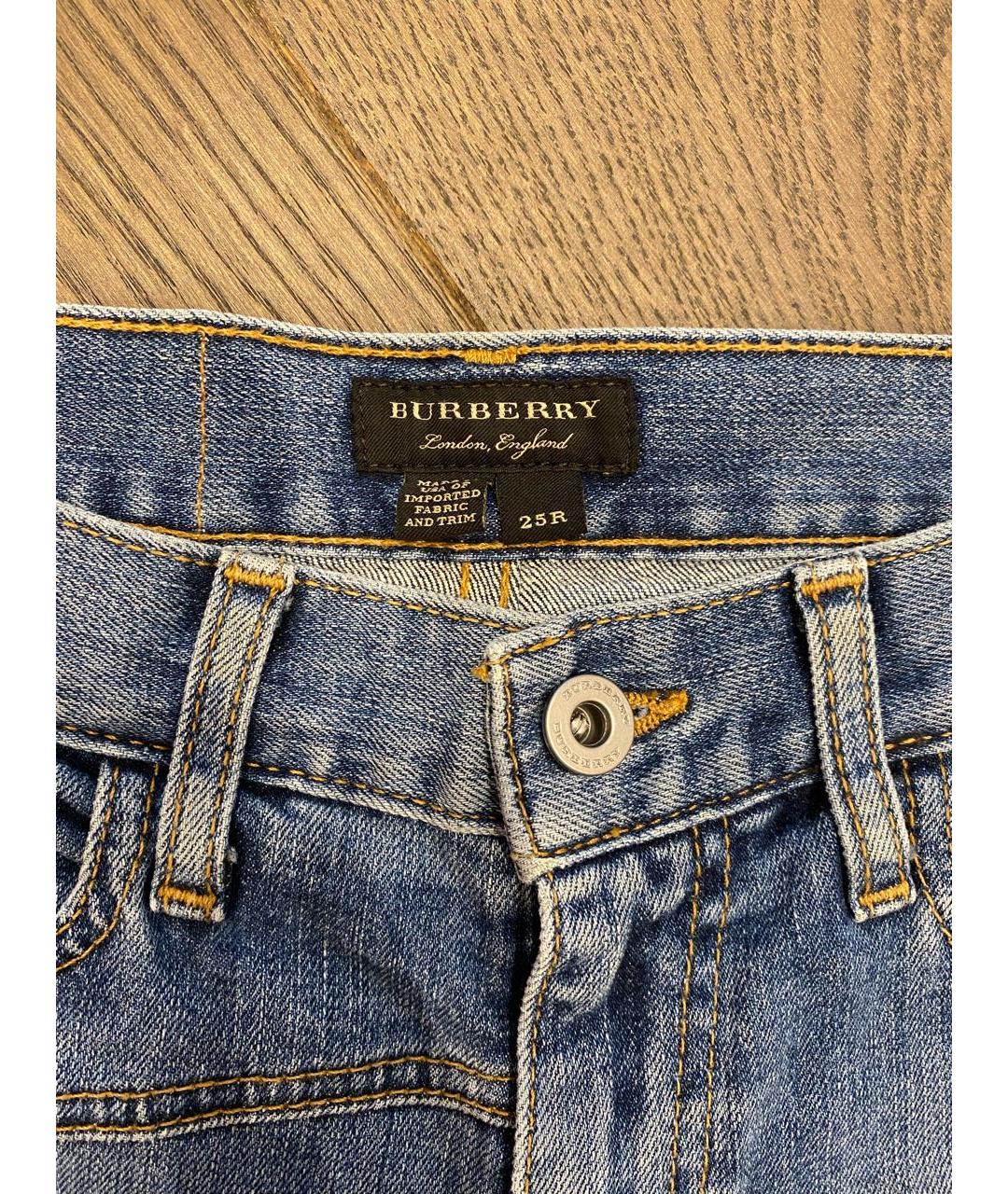 BURBERRY Синие хлопковые прямые джинсы, фото 3