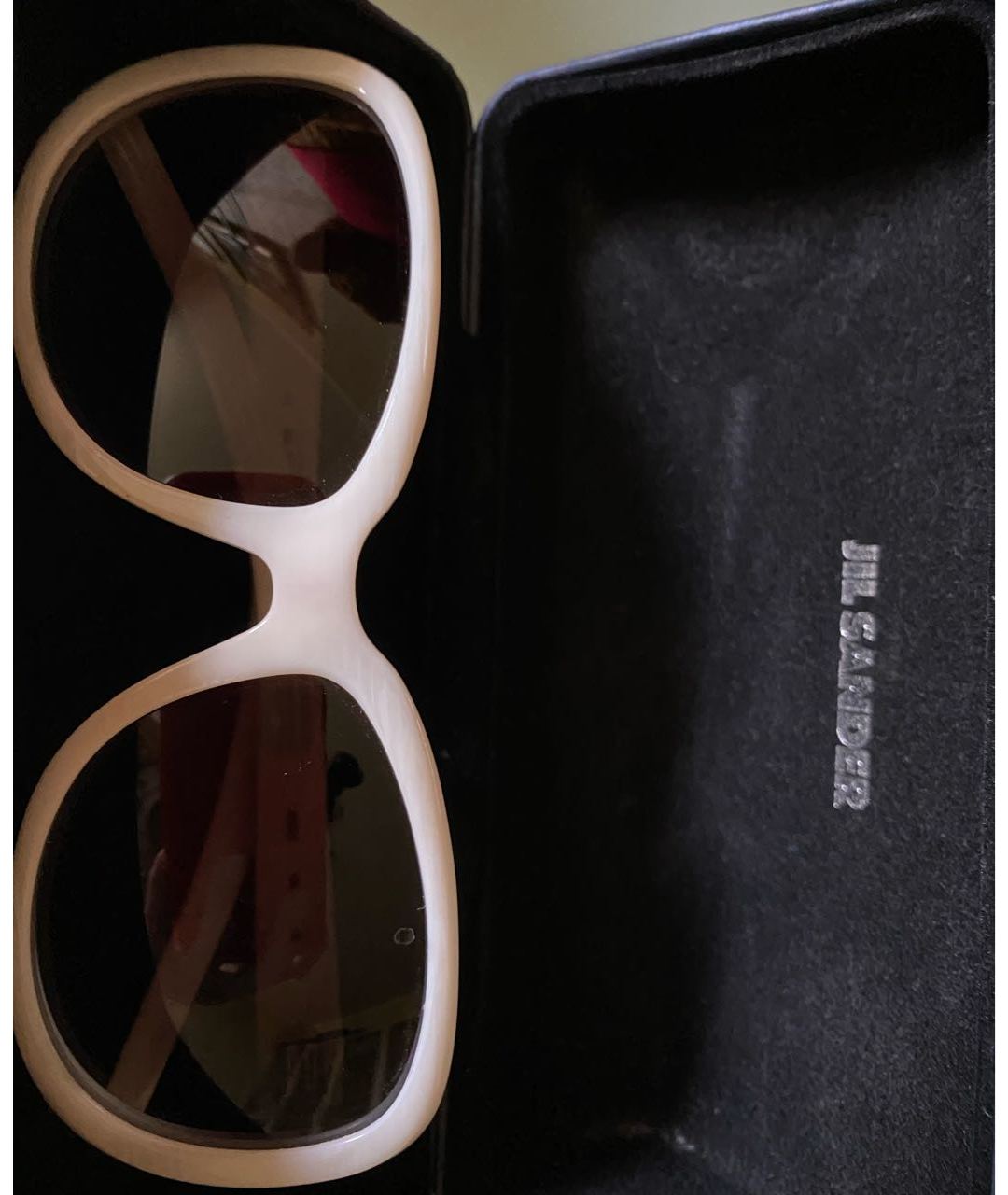JIL SANDER Белые пластиковые солнцезащитные очки, фото 4