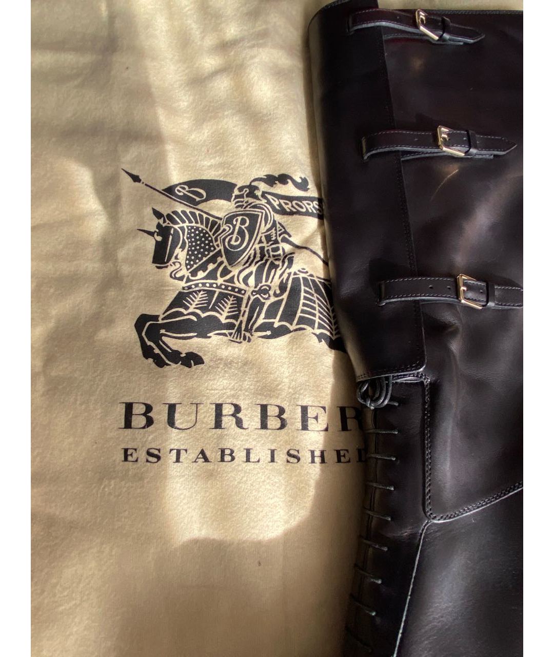 BURBERRY Черные кожаные сапоги, фото 7