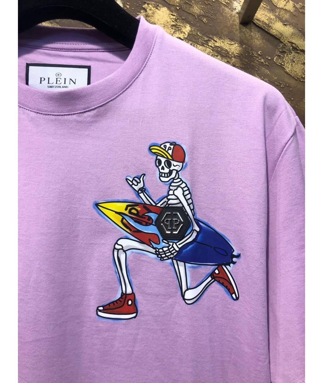 PHILIPP PLEIN Фиолетовая хлопковая футболка, фото 4