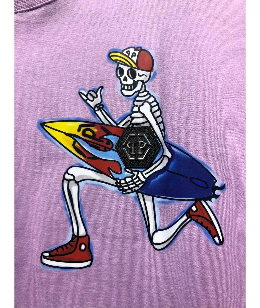 PHILIPP PLEIN Фиолетовая хлопковая футболка, фото 7