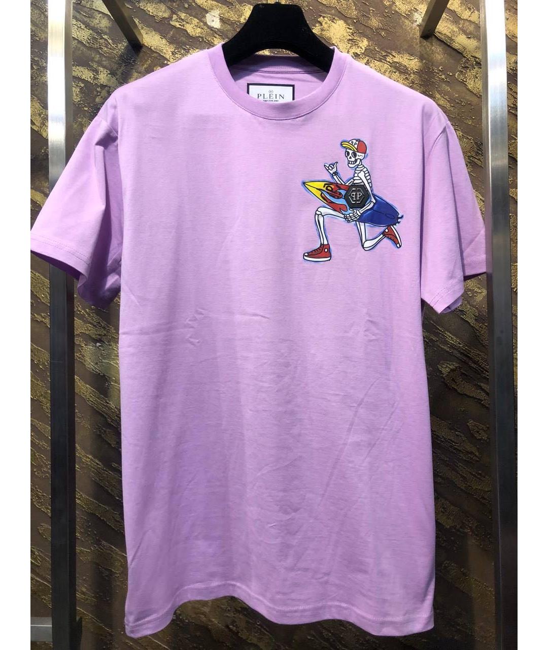 PHILIPP PLEIN Фиолетовая хлопковая футболка, фото 9