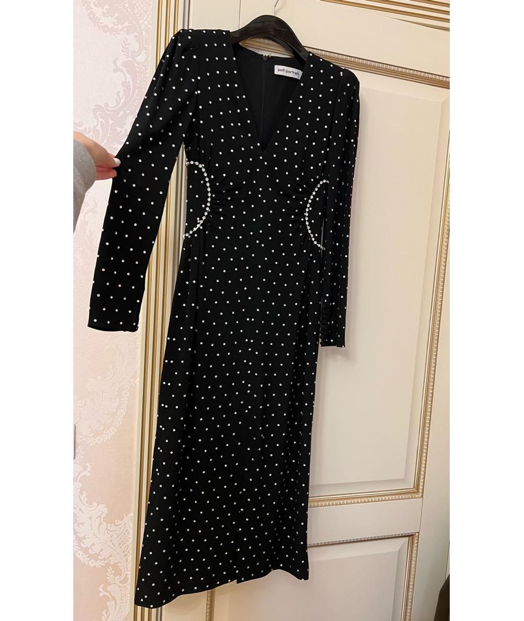 SELF-PORTRAIT Черное атласное вечернее платье, фото 4