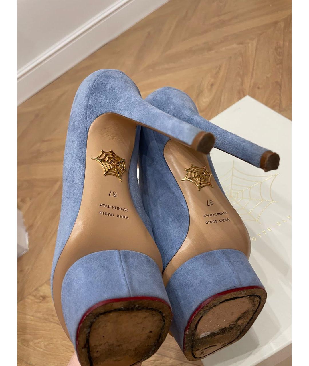 CHARLOTTE OLYMPIA Голубые замшевые туфли, фото 5