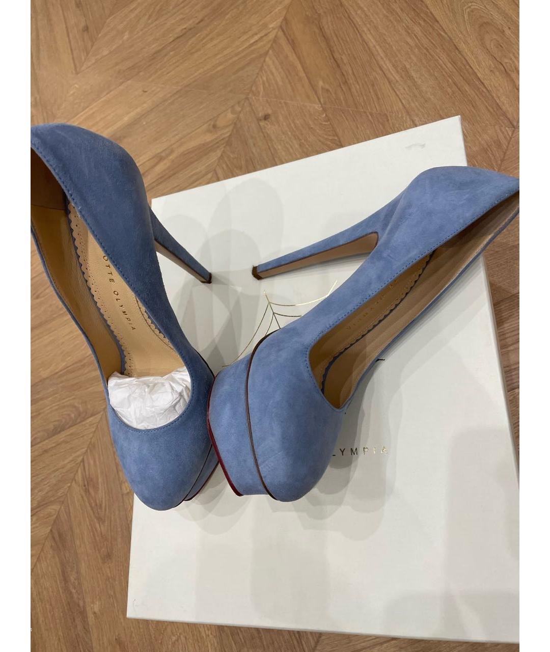 CHARLOTTE OLYMPIA Голубые замшевые туфли, фото 8