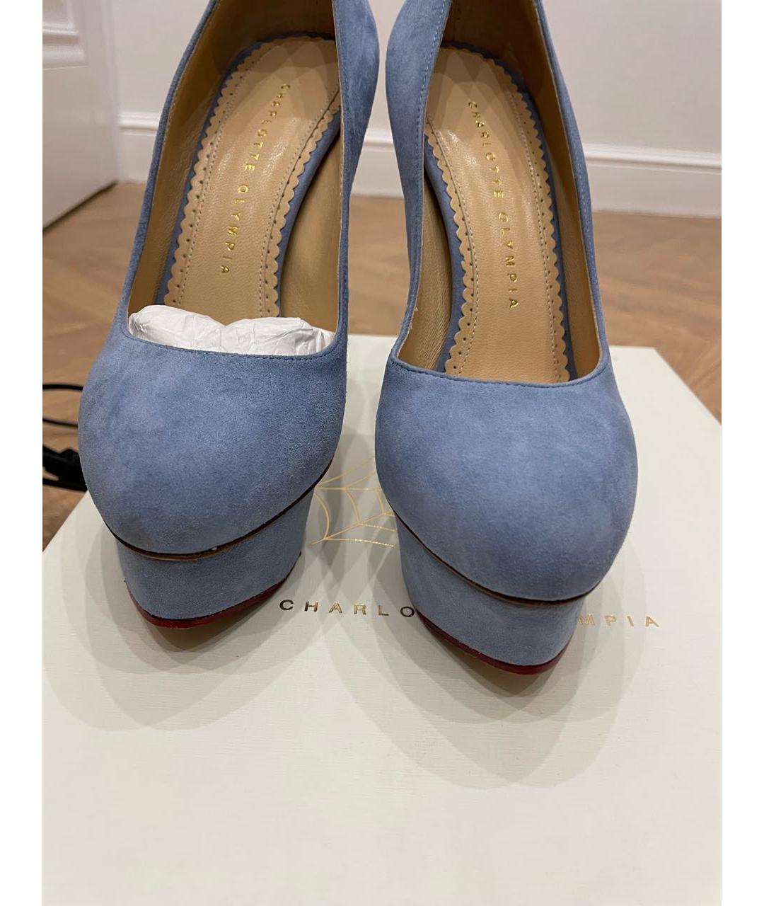 CHARLOTTE OLYMPIA Голубые замшевые туфли, фото 6