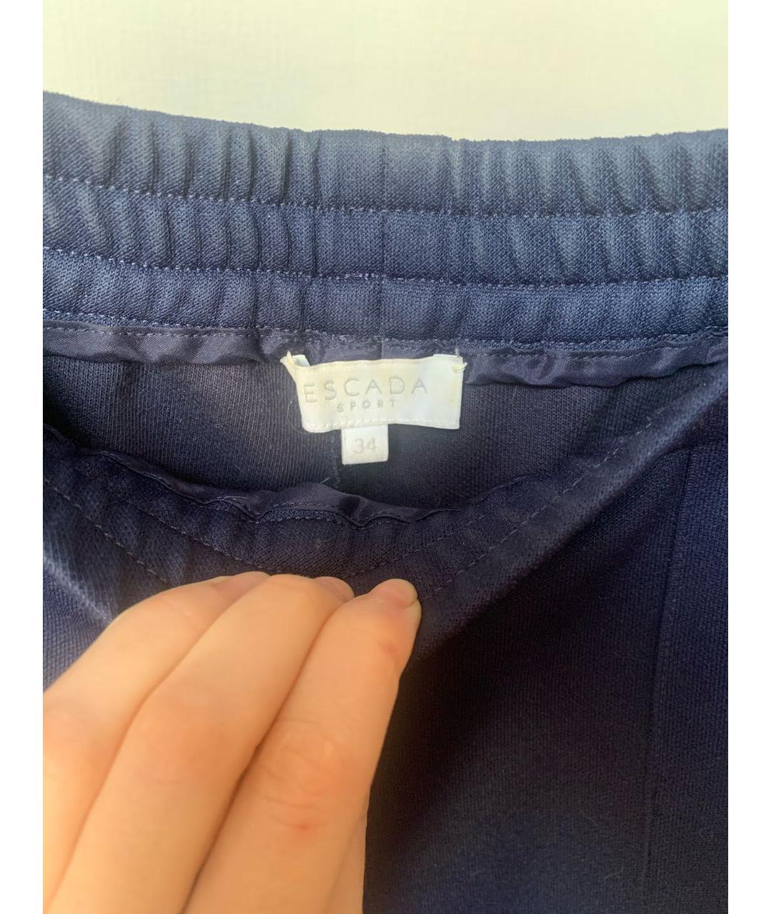 ESCADA Темно-синие хлопковые прямые брюки, фото 3