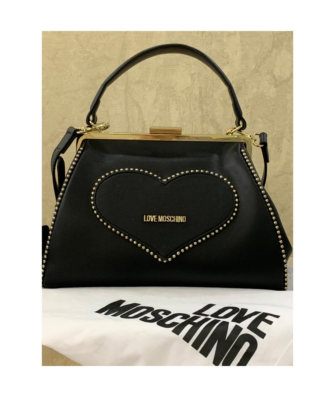 LOVE MOSCHINO Черная сумка с короткими ручками из искусственной кожи, фото 5