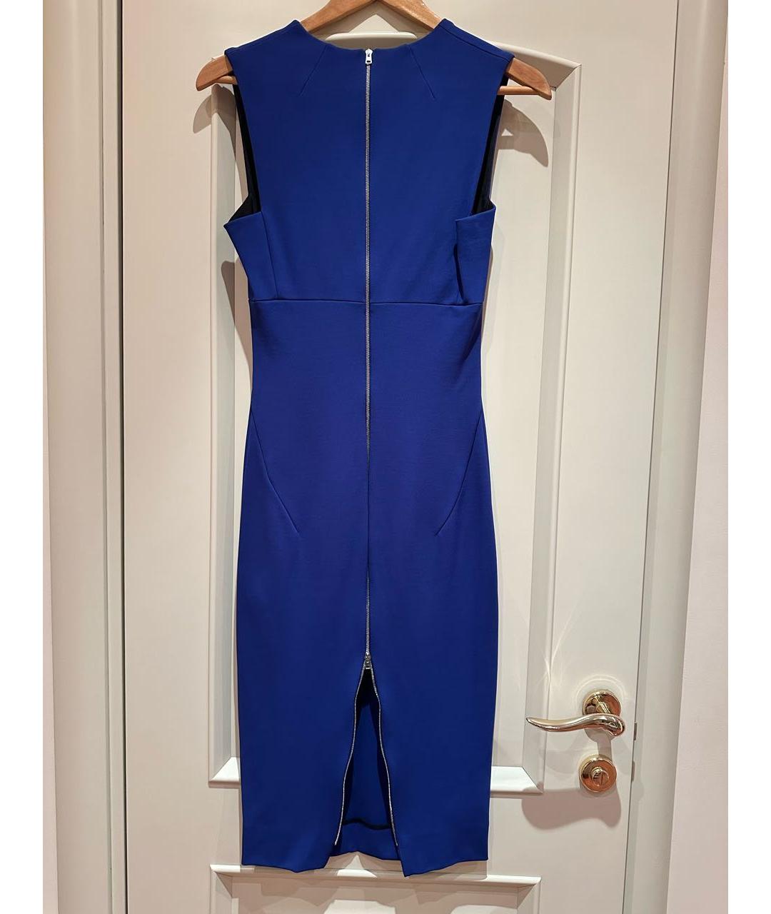VICTORIA BECKHAM Синее хлопко-эластановое платье, фото 2
