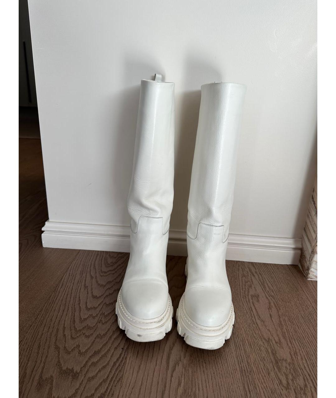 GIA COUTURE Белые кожаные сапоги, фото 2