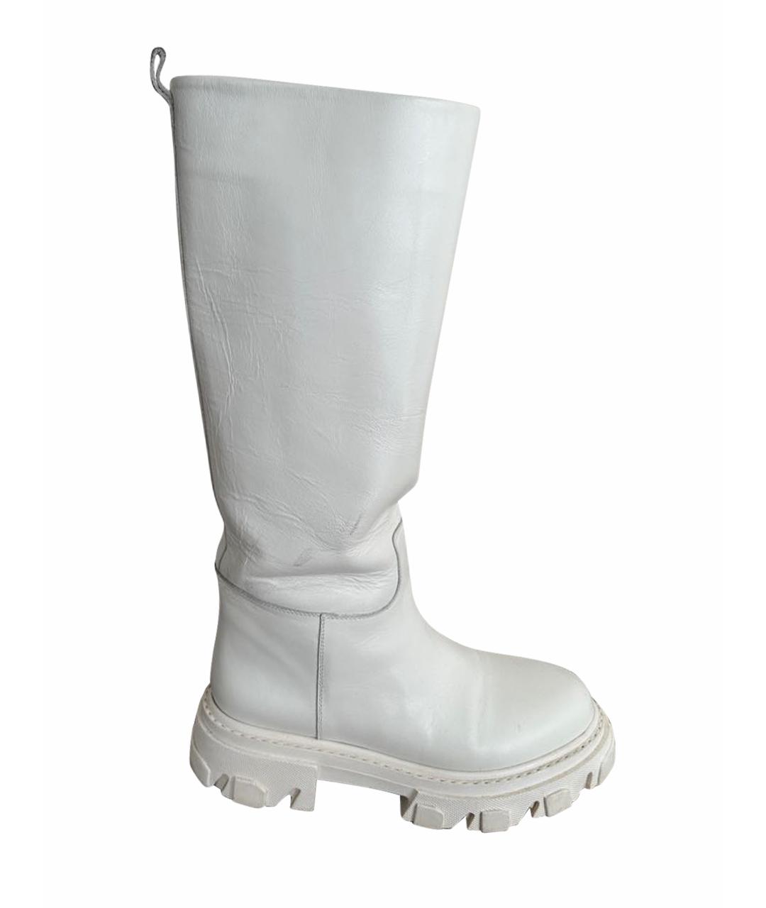 GIA COUTURE Белые кожаные сапоги, фото 1