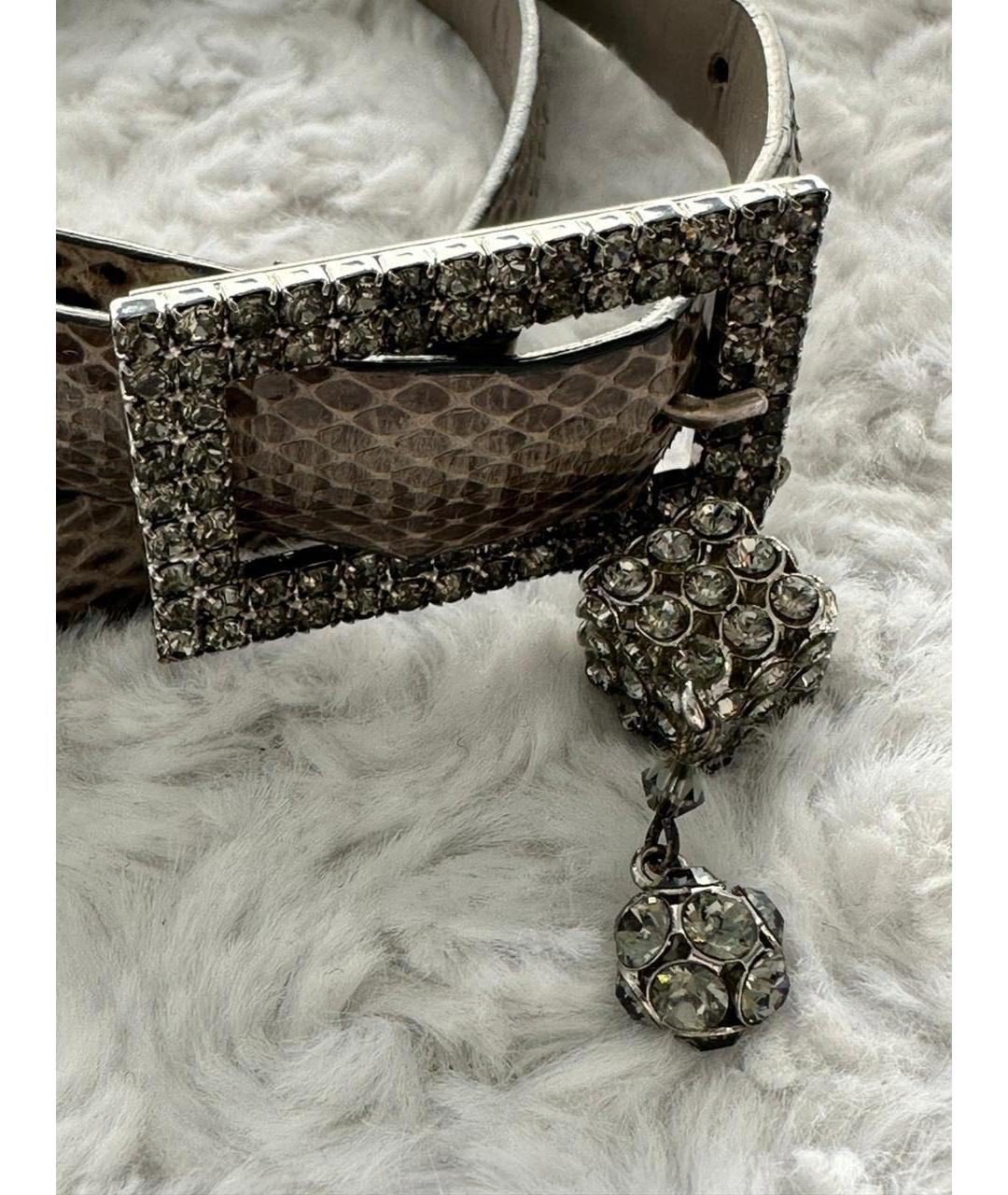 CHRISTIAN DIOR Серый ремень из экзотической кожи, фото 6