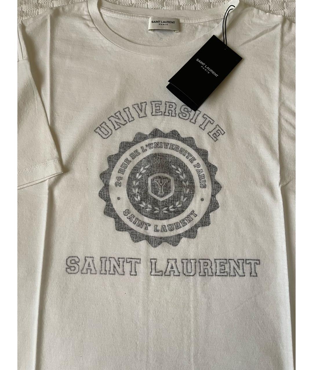 SAINT LAURENT Белая хлопковая футболка, фото 4