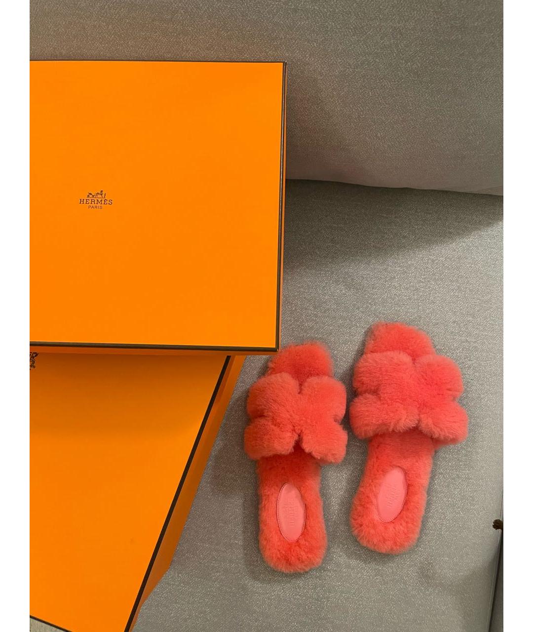 HERMES Розовые шлепанцы, фото 3