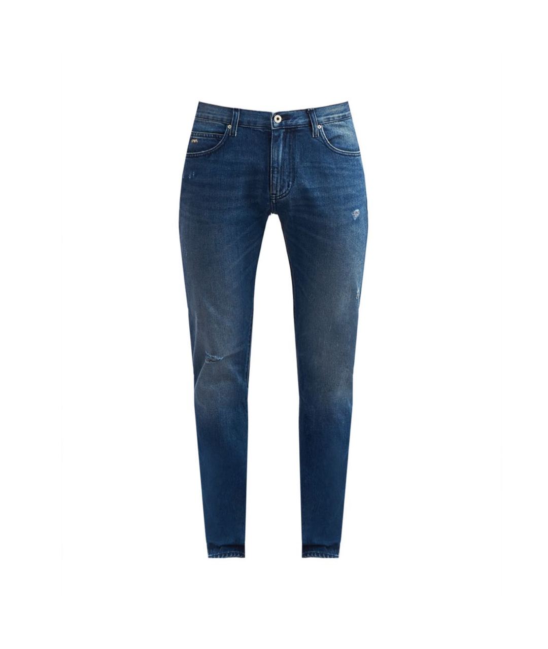 EMPORIO ARMANI Синие хлопковые прямые джинсы, фото 1