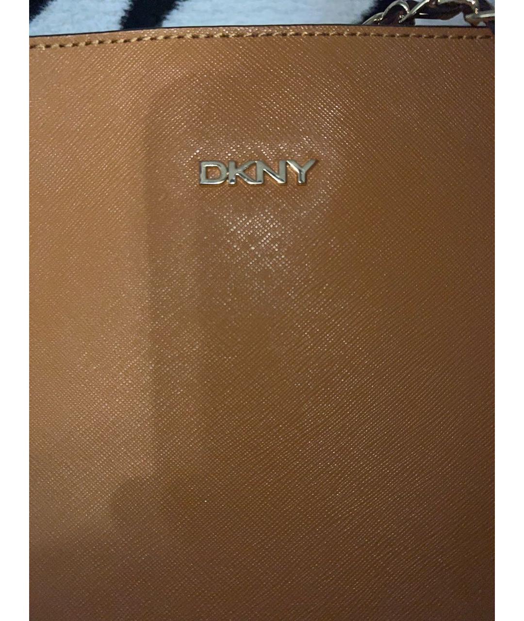 DKNY Бежевая кожаная сумка тоут, фото 6
