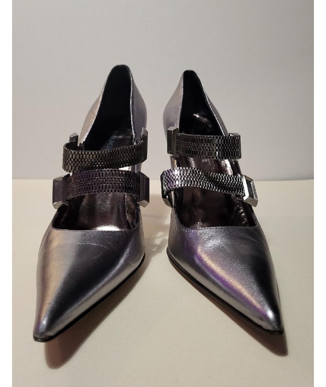 MUGLER Серебряные кожаные туфли, фото 2