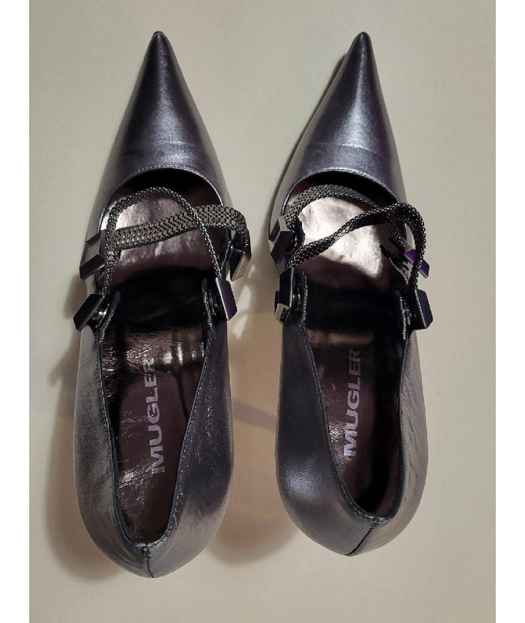 MUGLER Серебряные кожаные туфли, фото 3