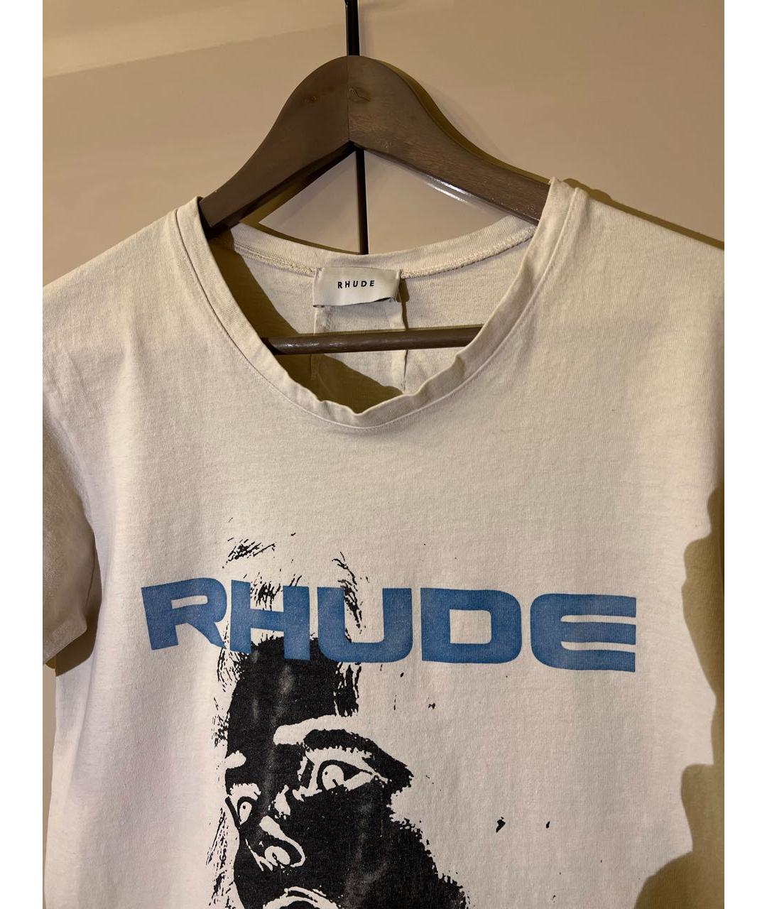 RHUDE Белая хлопковая футболка, фото 4
