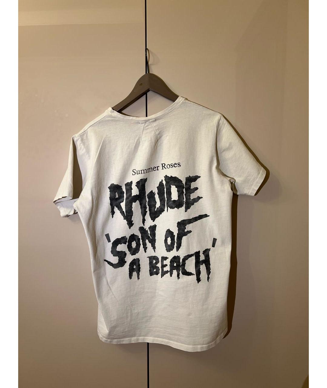 RHUDE Белая хлопковая футболка, фото 3