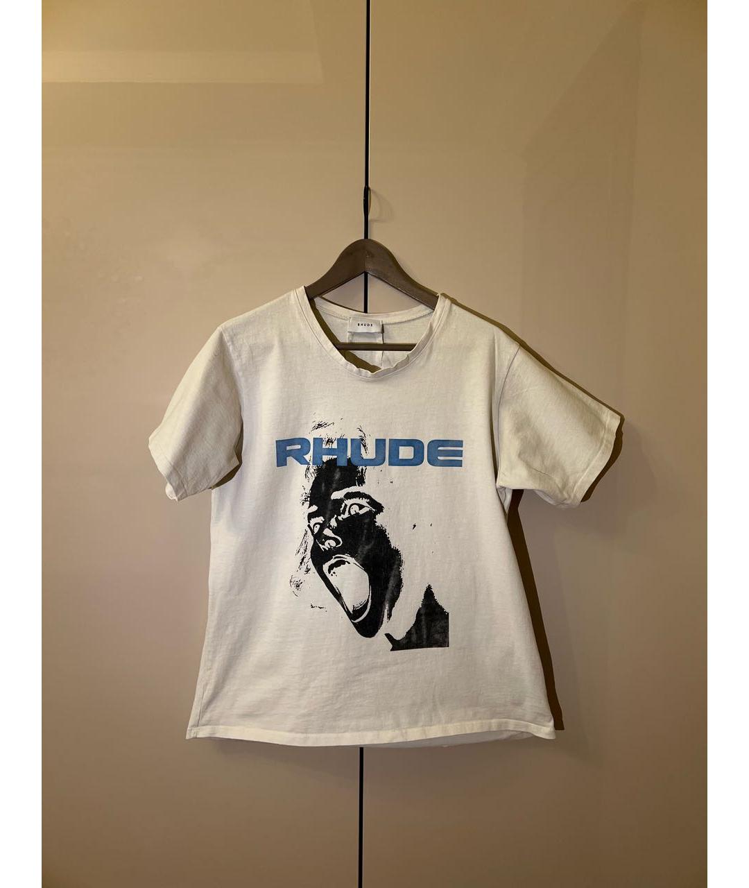 RHUDE Белая хлопковая футболка, фото 9