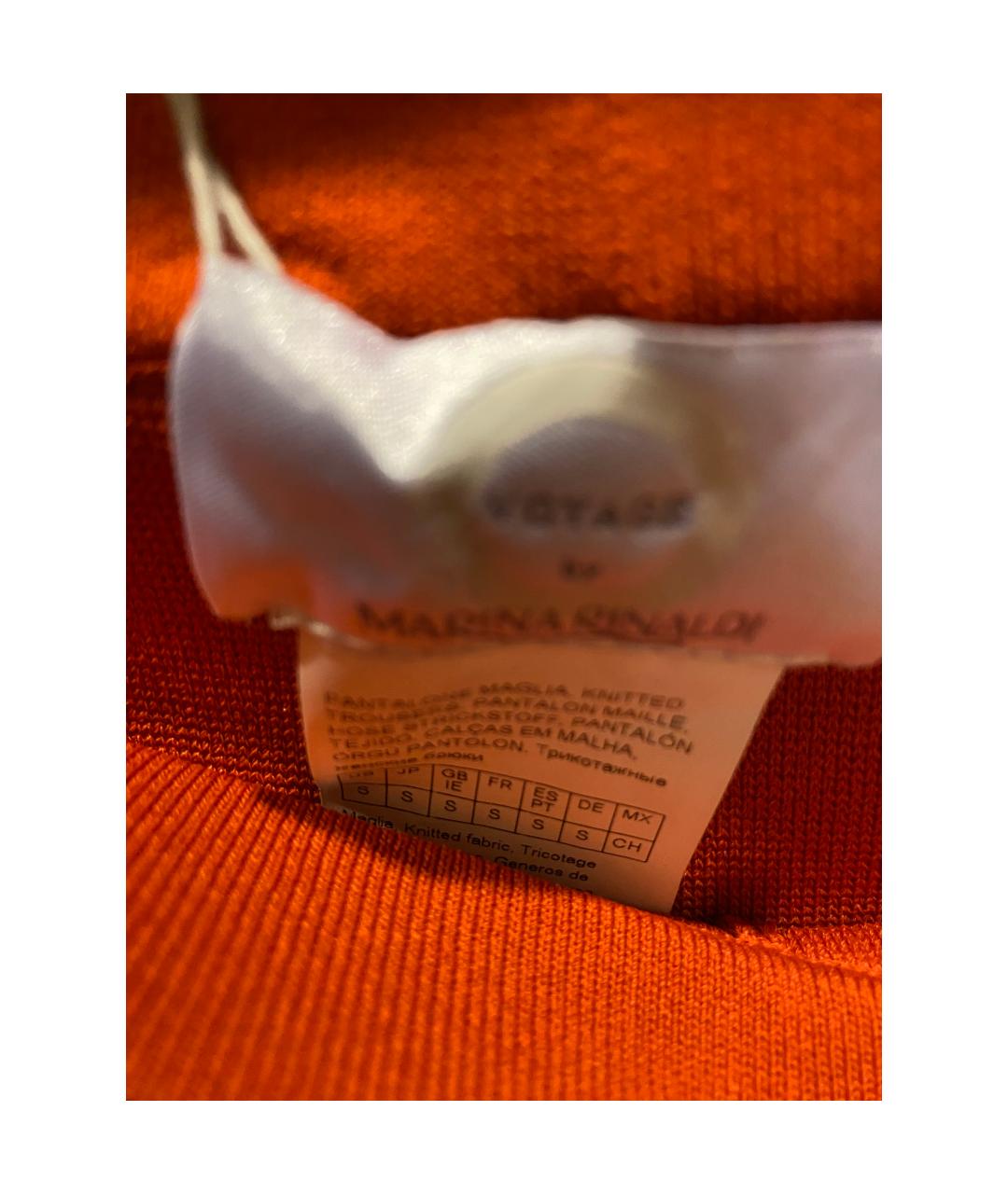MARINA RINALDI Оранжевое вискозные прямые брюки, фото 5