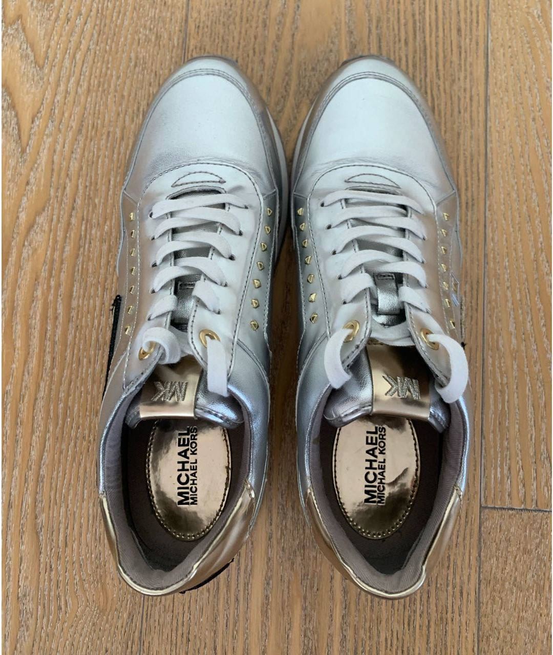 MICHAEL KORS Серебряные кроссовки из искусственной кожи, фото 3