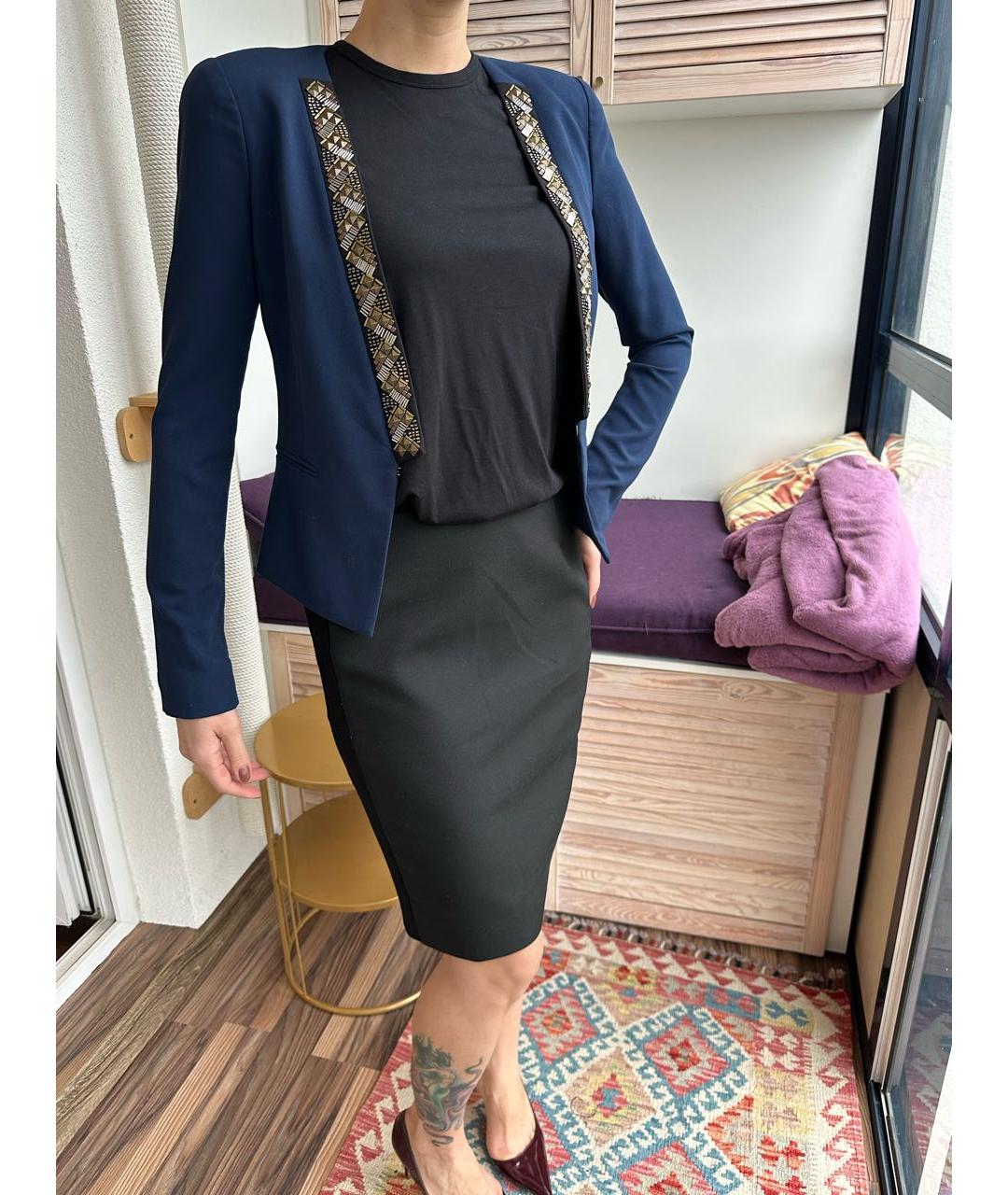 BCBG MAXAZRIA Темно-синий полиэстеровый жакет/пиджак, фото 8