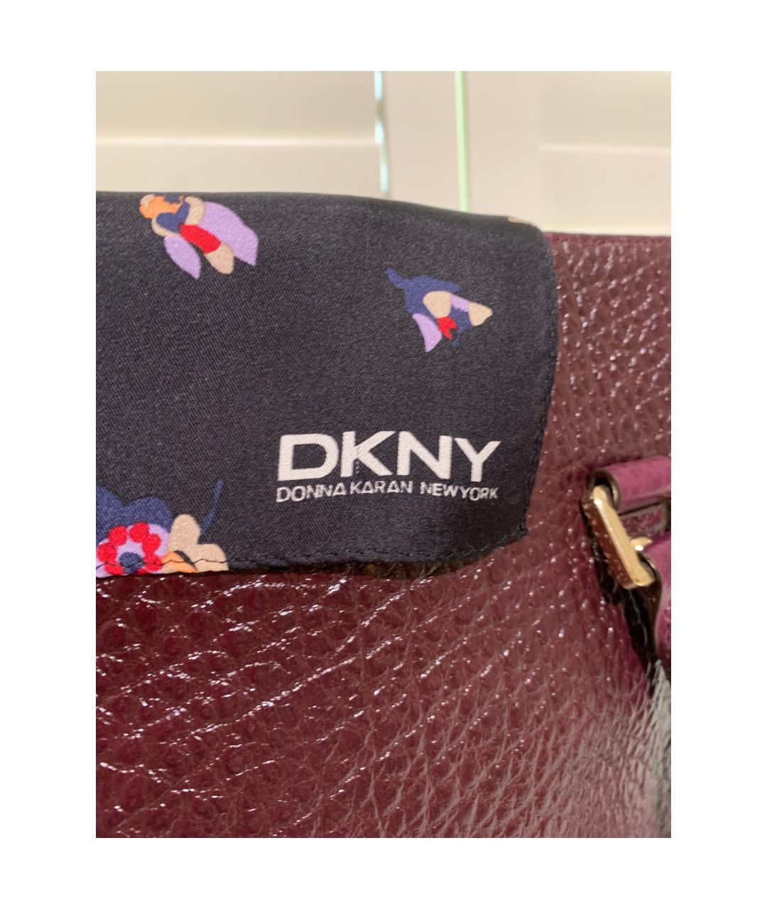 DKNY Бордовая кожаная сумка с короткими ручками, фото 6