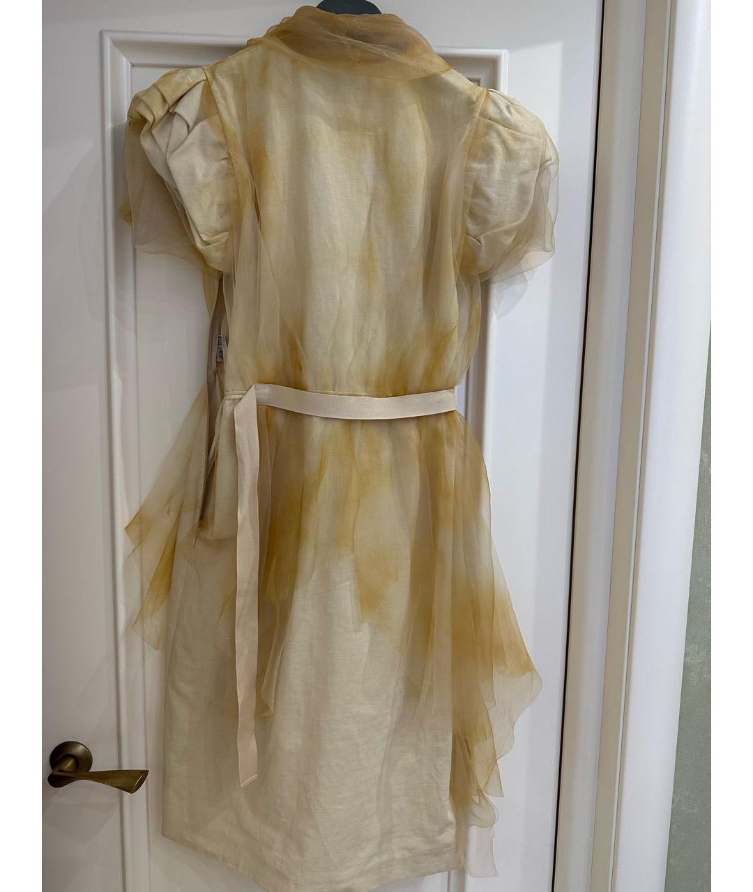BOTTEGA VENETA Горчичное полиамидовое коктейльное платье, фото 2