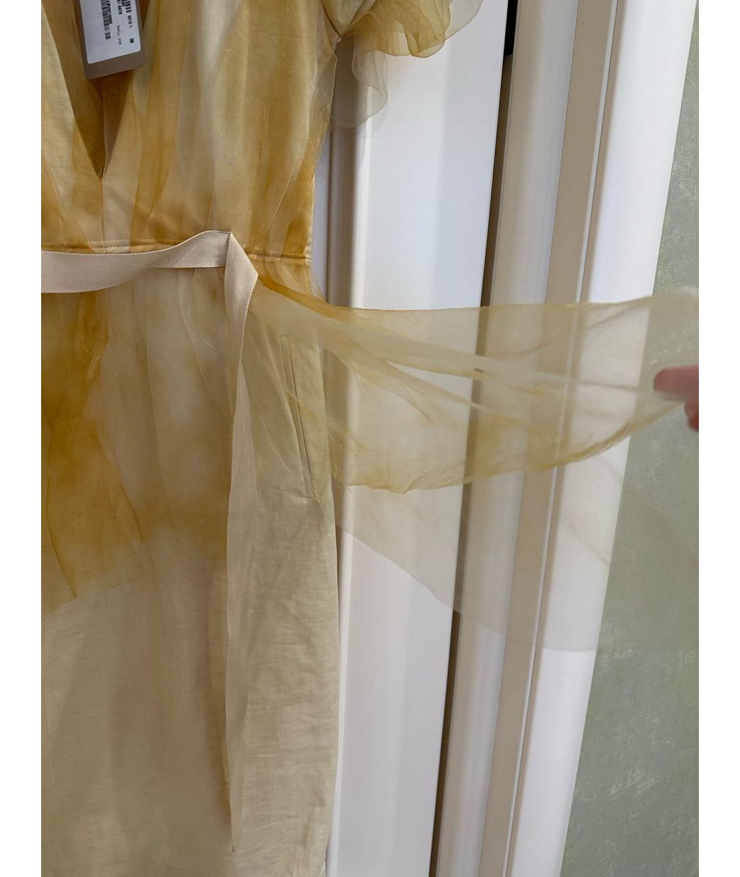 BOTTEGA VENETA Горчичное полиамидовое коктейльное платье, фото 5