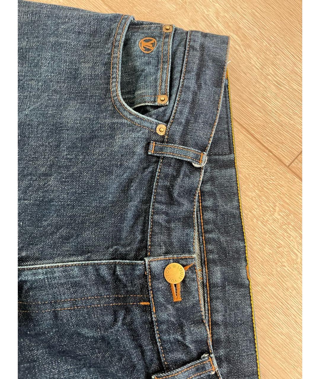 LOUIS VUITTON PRE-OWNED Темно-синие хлопковые прямые джинсы, фото 3