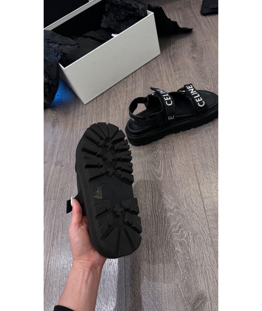 CELINE Черные кожаные сандалии, фото 6