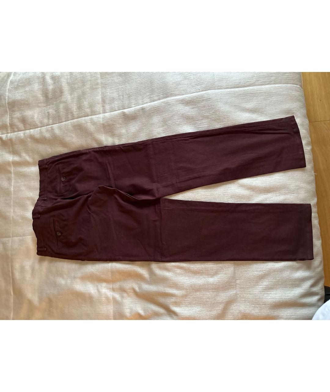 BRUNELLO CUCINELLI Бордовые хлопко-эластановые повседневные брюки, фото 2