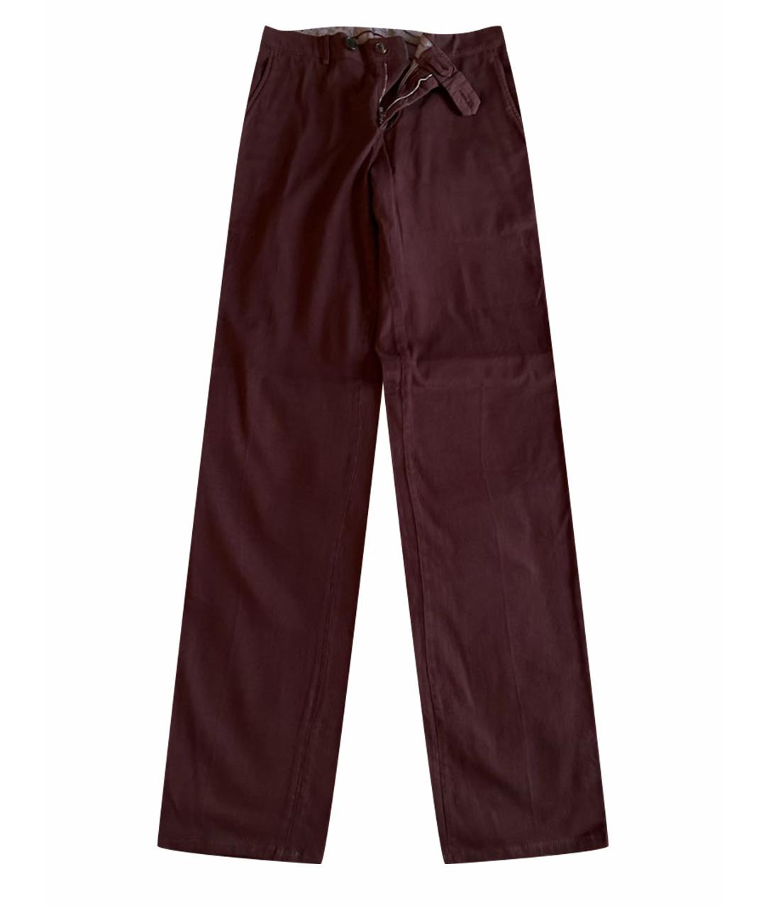 BRUNELLO CUCINELLI Бордовые хлопко-эластановые повседневные брюки, фото 1