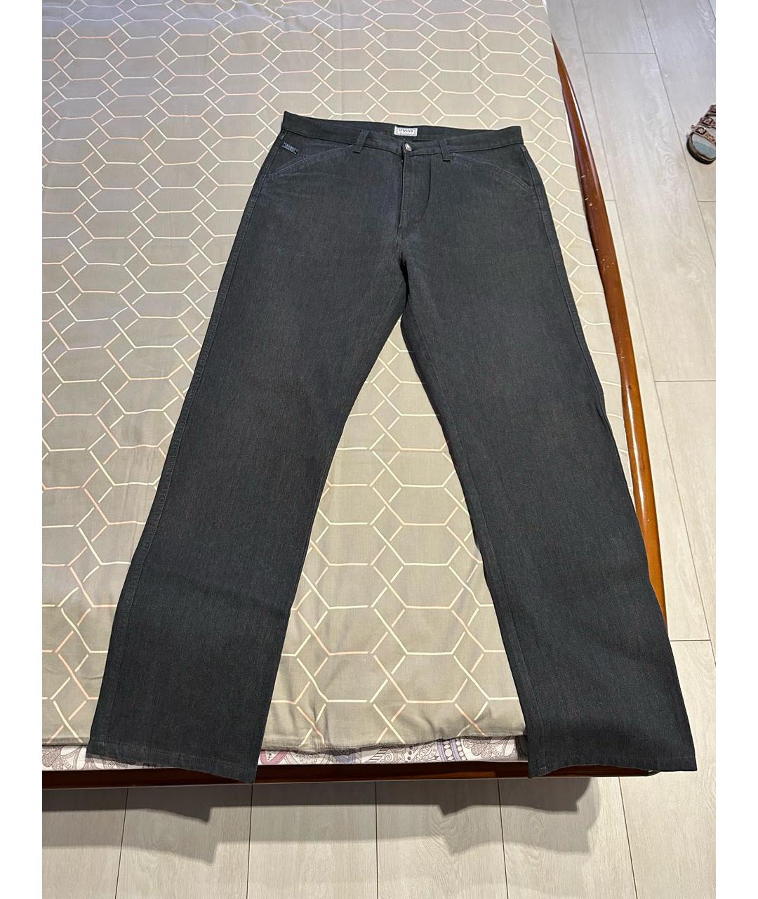 VERSACE VINTAGE Антрацитовые хлопковые прямые джинсы, фото 6