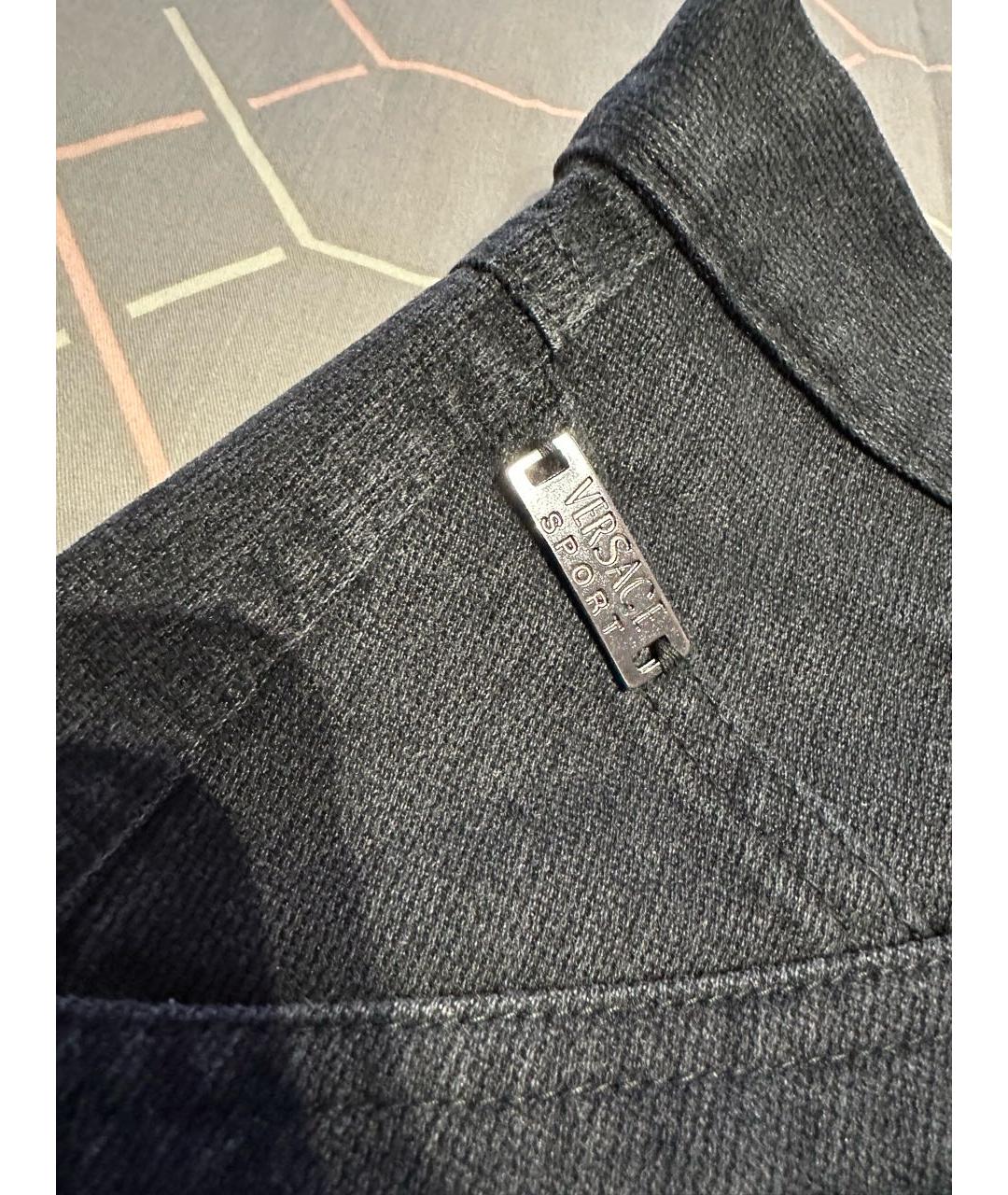 VERSACE VINTAGE Антрацитовые хлопковые прямые джинсы, фото 4