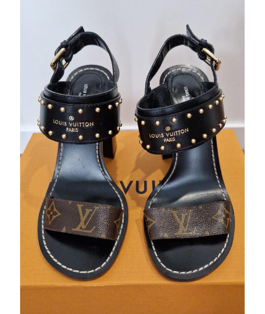 LOUIS VUITTON PRE-OWNED Коричневые кожаные босоножки, фото 2