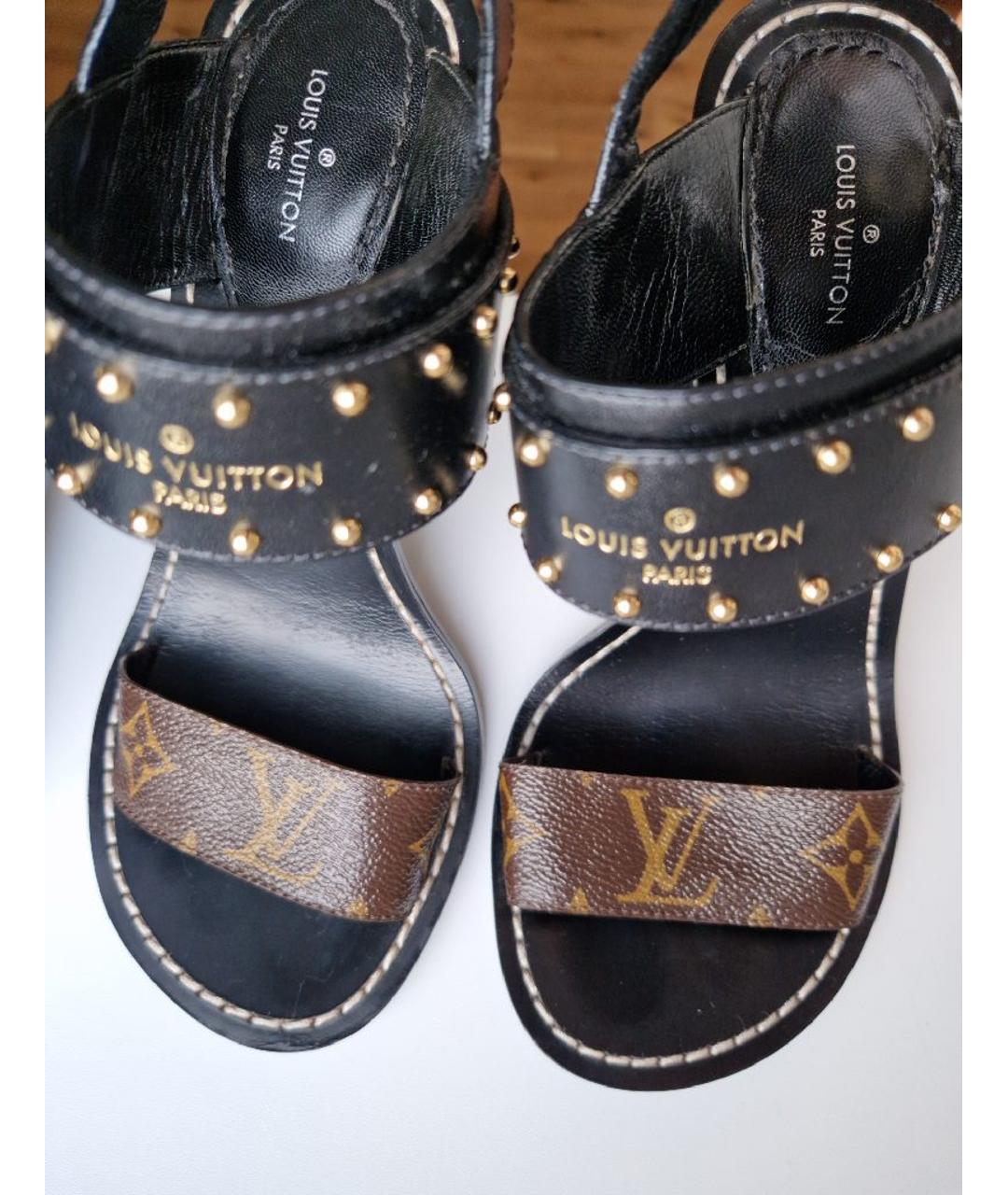 LOUIS VUITTON PRE-OWNED Коричневые кожаные босоножки, фото 6