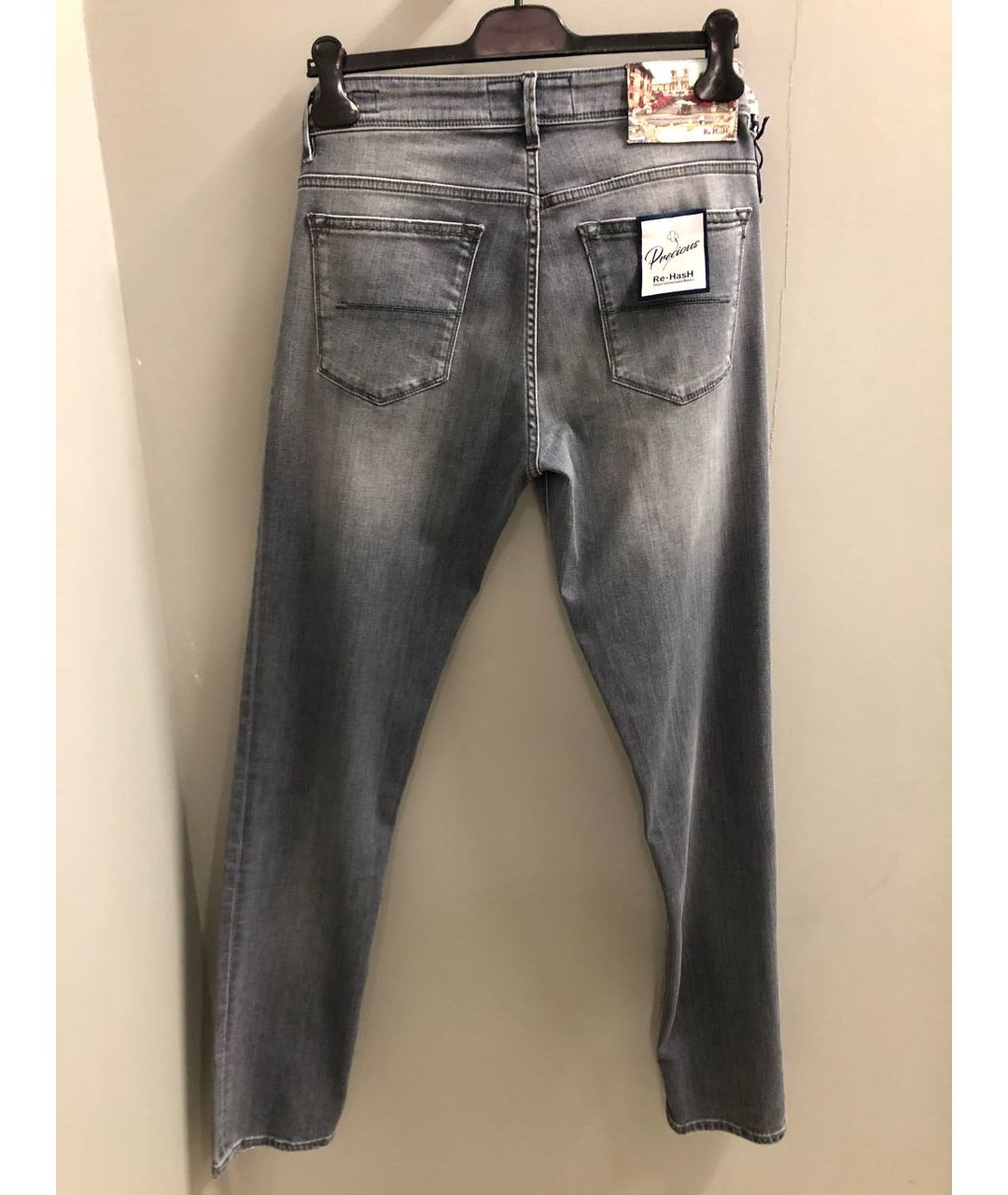 RE-HASH Серые хлопко-эластановые джинсы скинни, фото 2