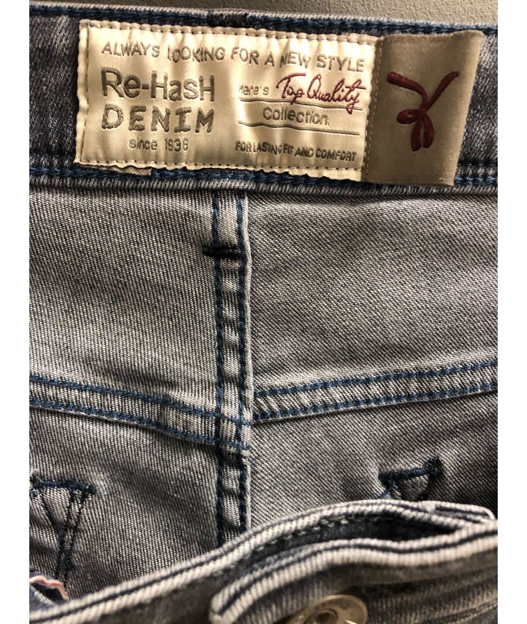 RE-HASH Серые хлопко-эластановые джинсы скинни, фото 4
