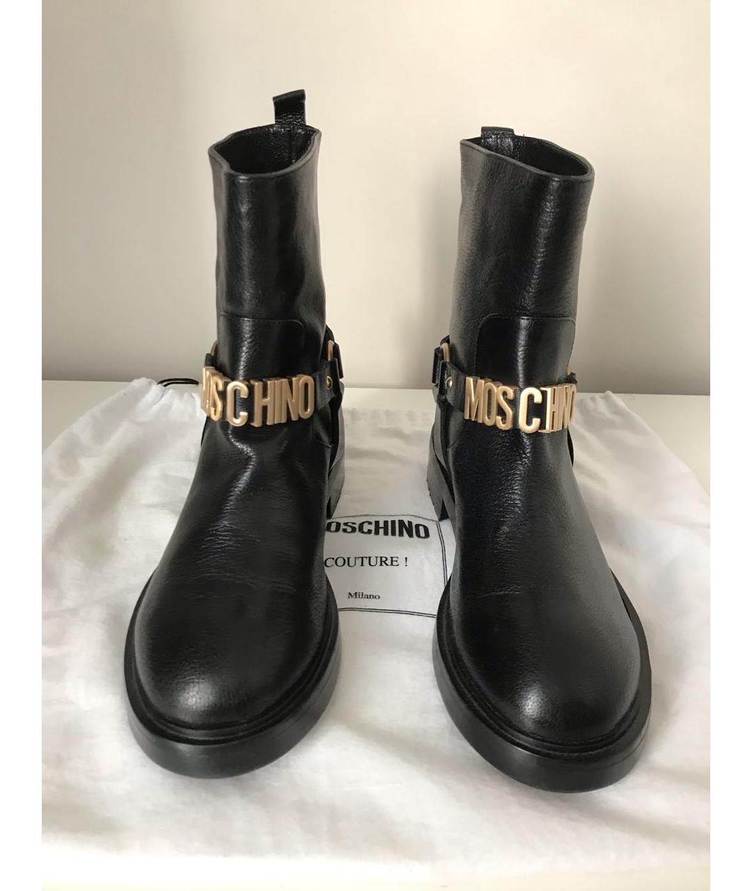 MOSCHINO Черные кожаные полусапоги, фото 2