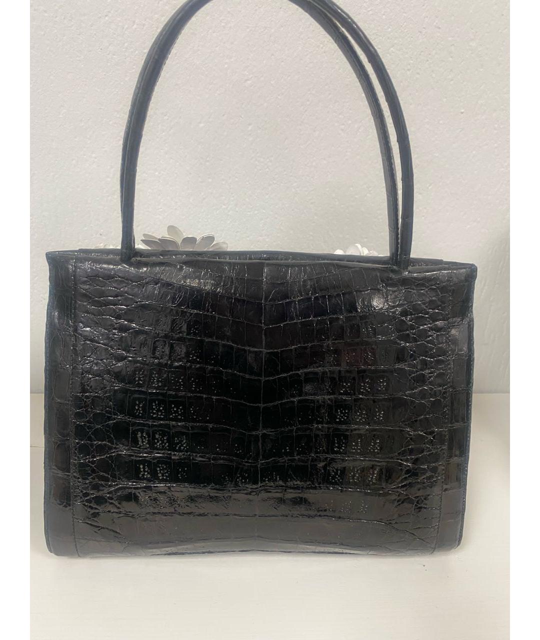 NANCY GONZALEZ Черная кожаная сумка с короткими ручками, фото 3