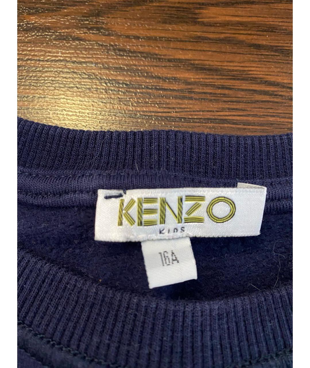 KENZO Темно-синяя хлопковая детская футболка, фото 2