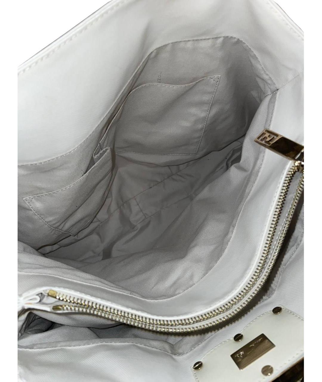FENDI Белая тканевая сумка с короткими ручками, фото 4