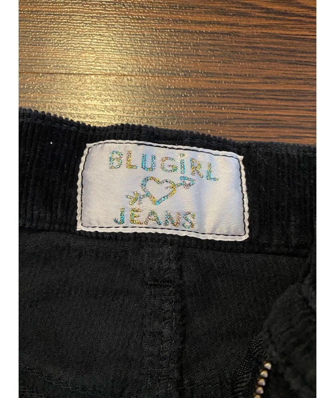 BLUGIRL Черные велюровые прямые брюки, фото 4