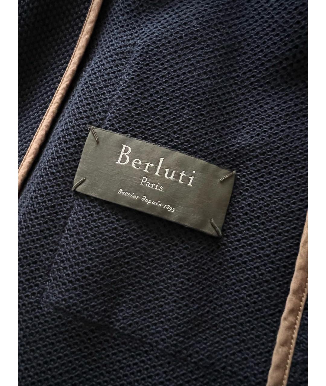 BERLUTI Темно-синий хлопковый пиджак, фото 2