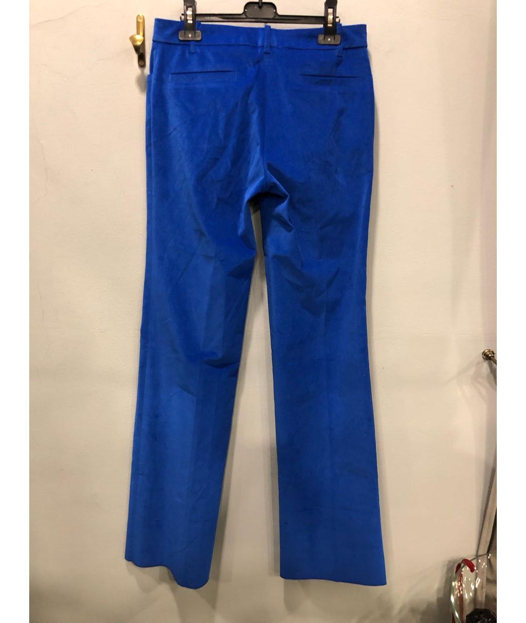 BARBARA BUI Синие хлопко-эластановые брюки широкие, фото 2