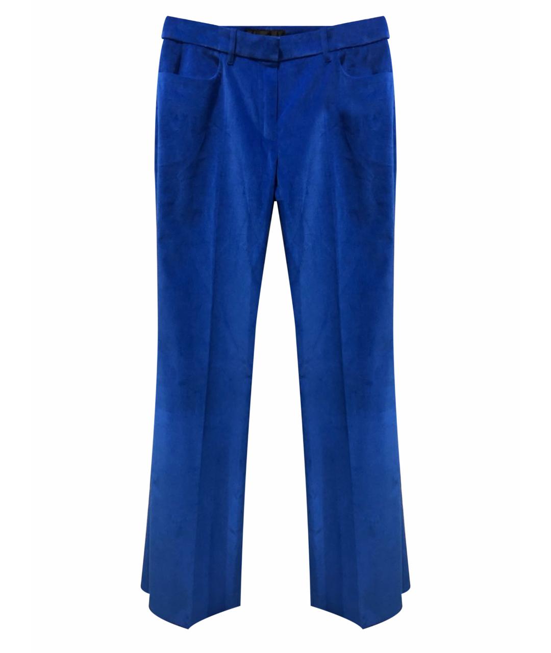 BARBARA BUI Синие хлопко-эластановые брюки широкие, фото 1